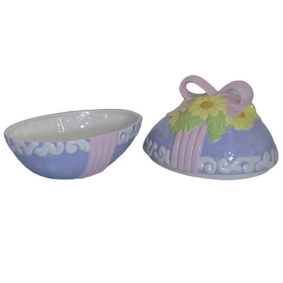 Vintage Hand Painted Easter Egg Candy Dish Trinket Dish Jar Functional Art 1981 - Picture 8 of 16